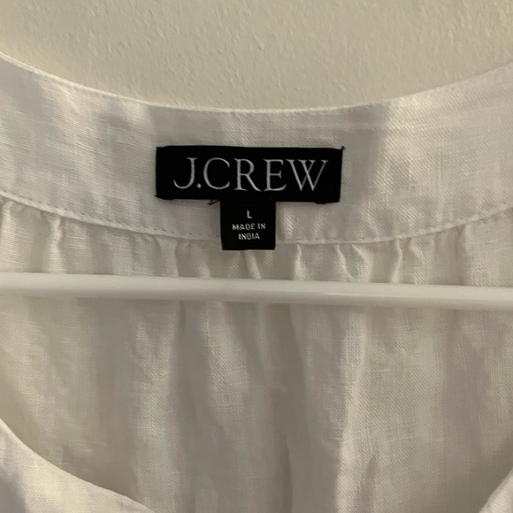 J Crew White Linen Flutter-Sleeve V Neck Blouse Size Large - Picture 4 of 7